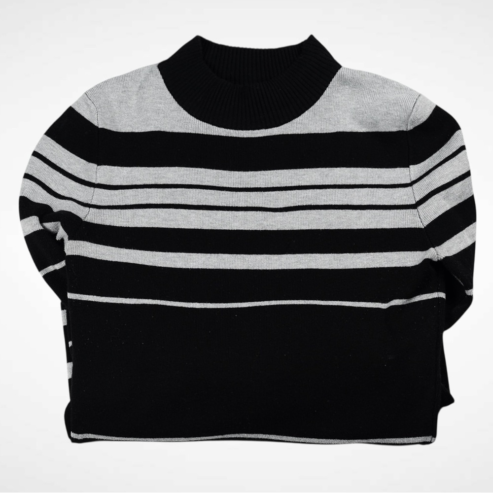 Love Always by FCT Black & Gray Striped Mock-Neck Sweater Midi Dress – Size XL - Picture 10 of 17